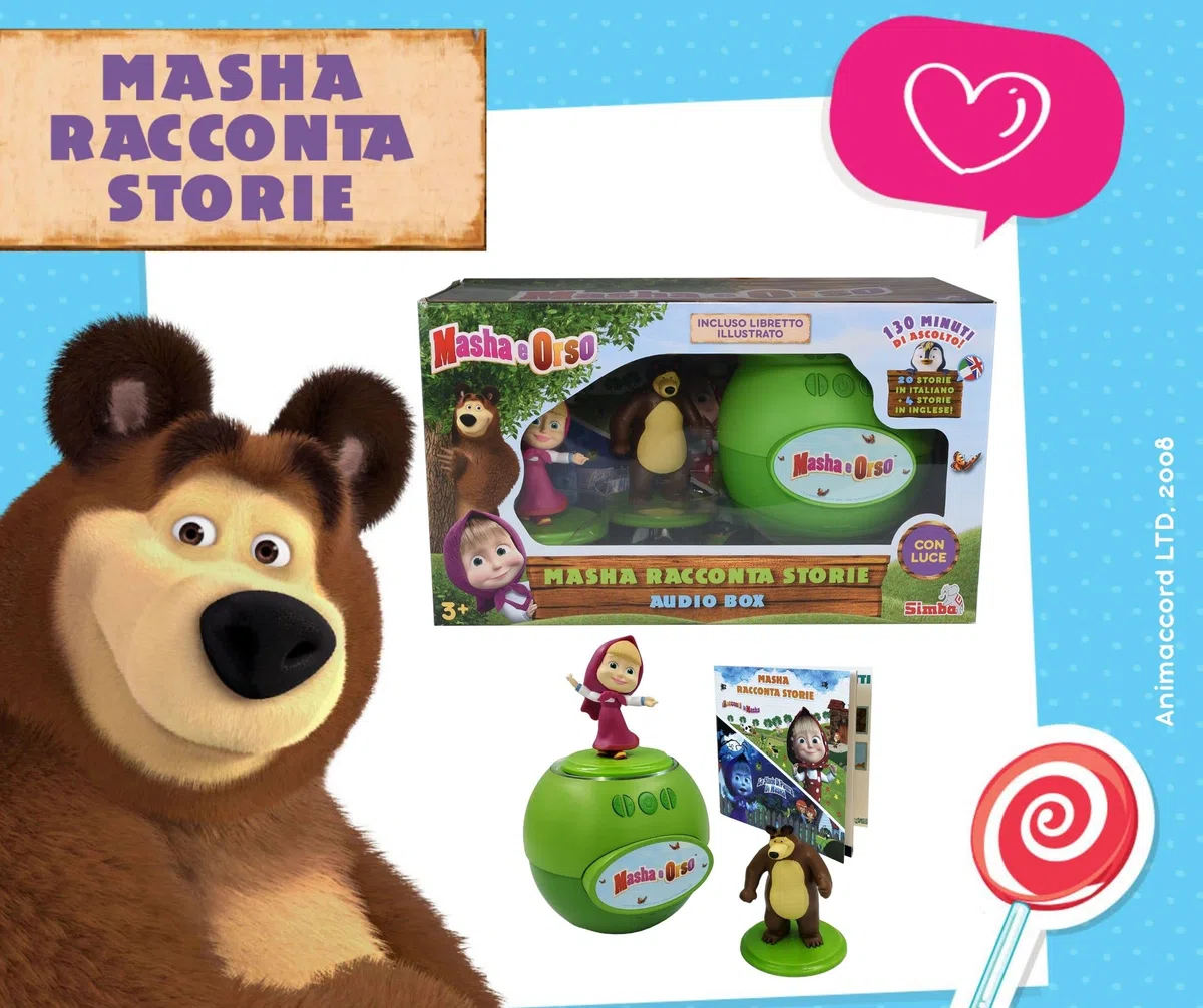 Simba - Masha Racconta Storie - 7101100076, + 3 Anni, Cassa Speaker Inclusi 2 Personaggi 130 Minuti con 24 Storie di Masha, USB, Italiano e Inglese
