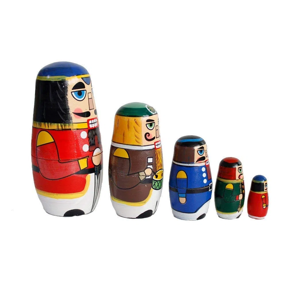 Gobus bambole nidificazione in legno soldato di noce russo nidificazione bambole russe per la decorazione di casa ufficio regalo per bambini (soldato schiaccianoci)