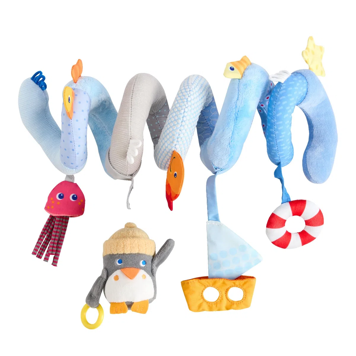 HABA Pinguino a spirale mobile – figura animale staccabile campanella e pellicola a specchio per carrozzina e lettino per bambini dai 0 anni in su, regalo di nascita – 2012335001
