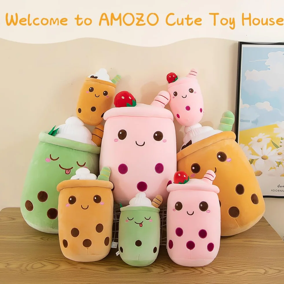 Amozo Cuscini di peluche di Bubble Tea, simpatici peluche di Boba Giocattoli morbidi Boba gigante imbottito cuscino Snimal per gli amanti di Boba (50cm, Green)