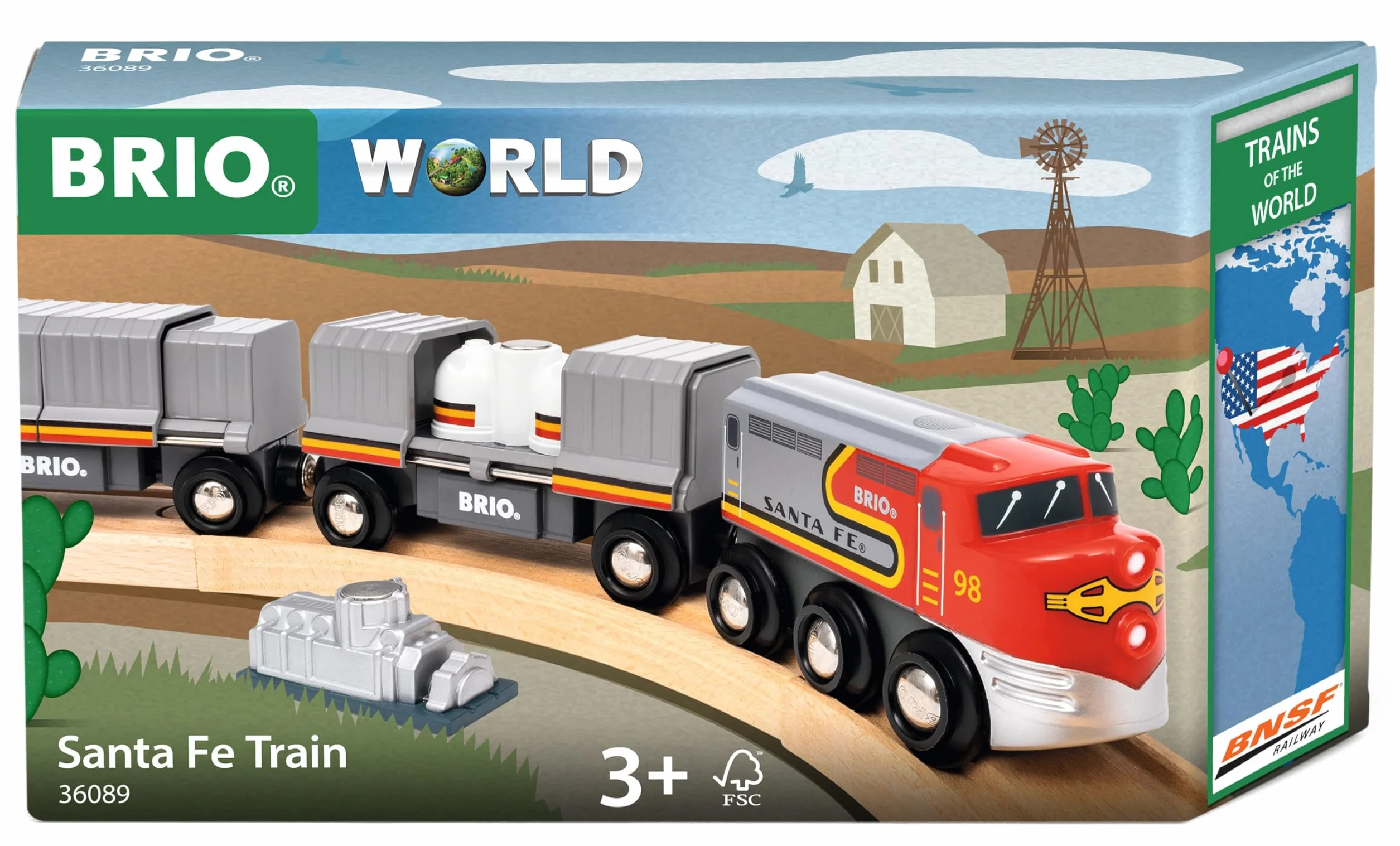 BRIO World - Treno Santa Fe, Treni del Mondo, Giocattolo per Bambini dai 3 Anni in su, 5 pezzi