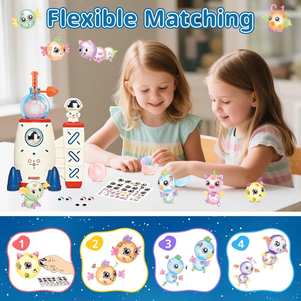 deAO Nano Tape Bubble Kit, Nano Tape Bolle Set Fai da Te con Pompa per Palloncini Razzo, Bolle Elastiche e Accessori Adesivi, DIY Craft per Bambini, Giocattoli Regalo Creativo per Soffiabili