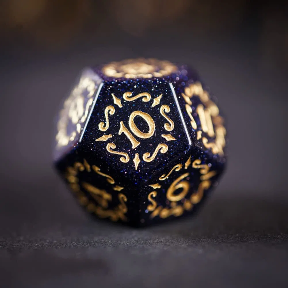Wttfc Dados de juego de rol, 7 juegos de dados poliédricos con Bolsa de Cuero | Blue Sandstone DND Dice establece mazmorras y dragones para juegos de Mesa Rpg MTG