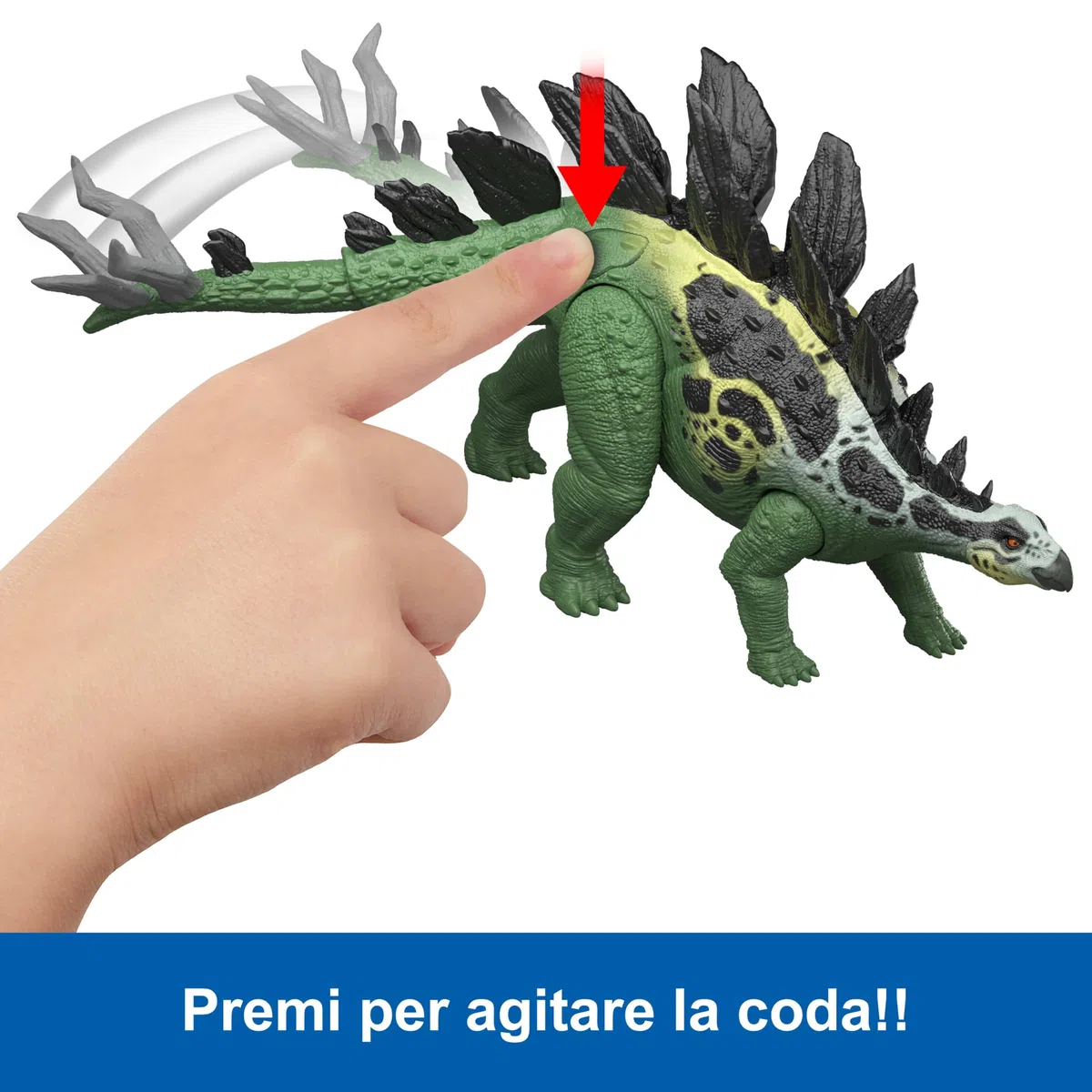 Mattel Jurassic World - Stegosauro Gigantic Thrashers, dinosauro di grandi dimensioni con 2 azioni d'attacco incluse e funzioni di evoluzione speciali, 4+ anni, JKL85