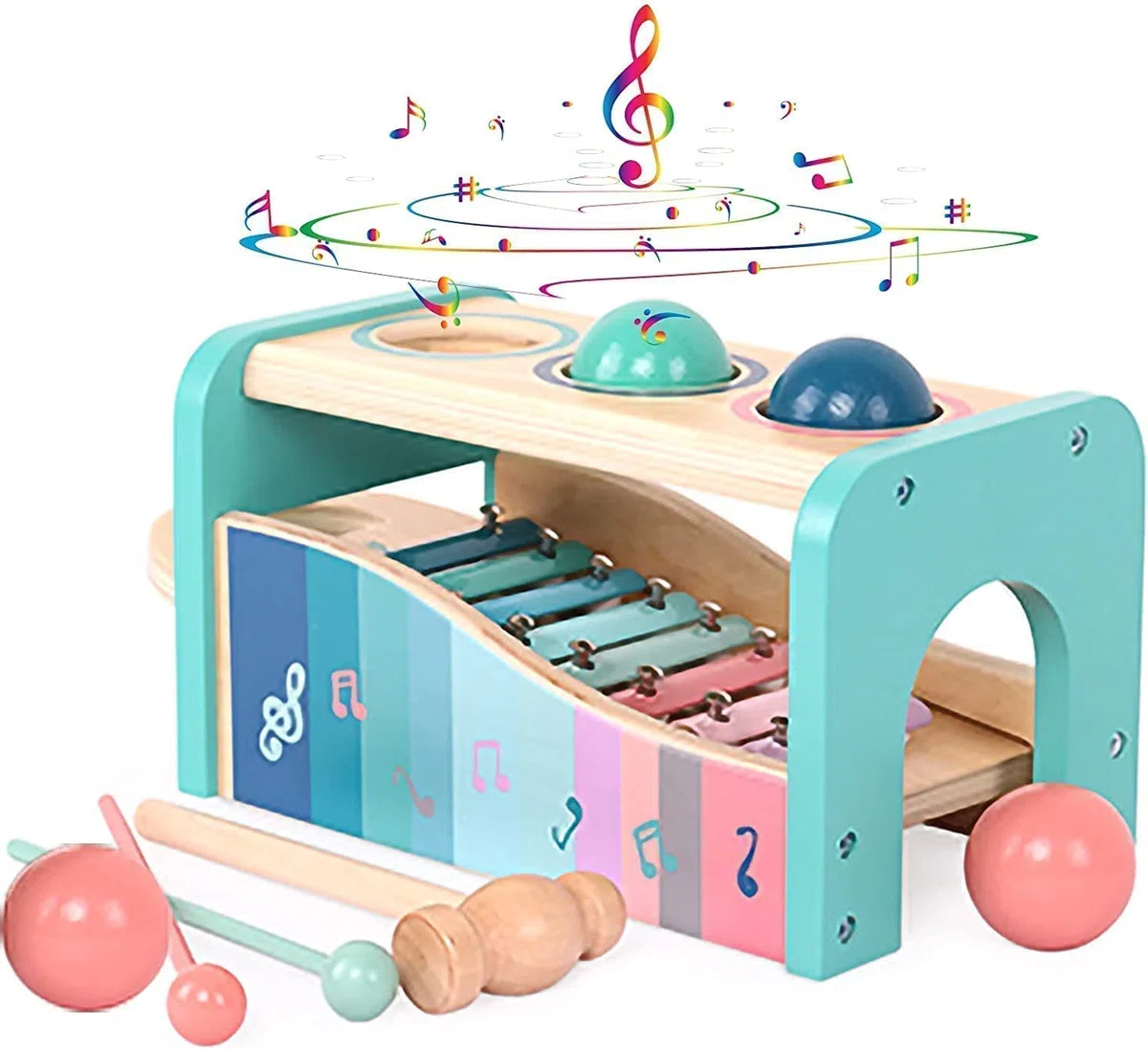 Giocattolo di Martellamento in Legno con Xilofono| Educativo Martellante e Martello Giocattoli Musicali Montessori per Bambini dai 3 Anni in su