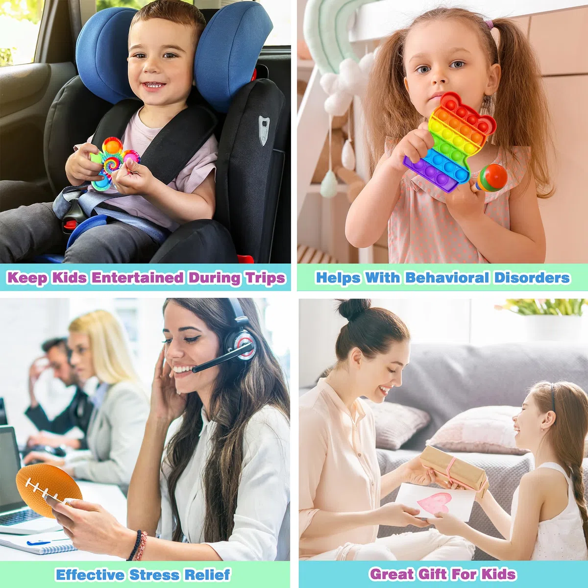 Chennyfun Fidget Toy Set, 80Pezzi Fidget Toys Pack, Mini Squeeze Toys Cubo Magico,Unicorno Giochi Sensoriali Anti Ansia e Stress è Adatta per Adulti e Bambini, può Essere Usata Come Regali per Feste