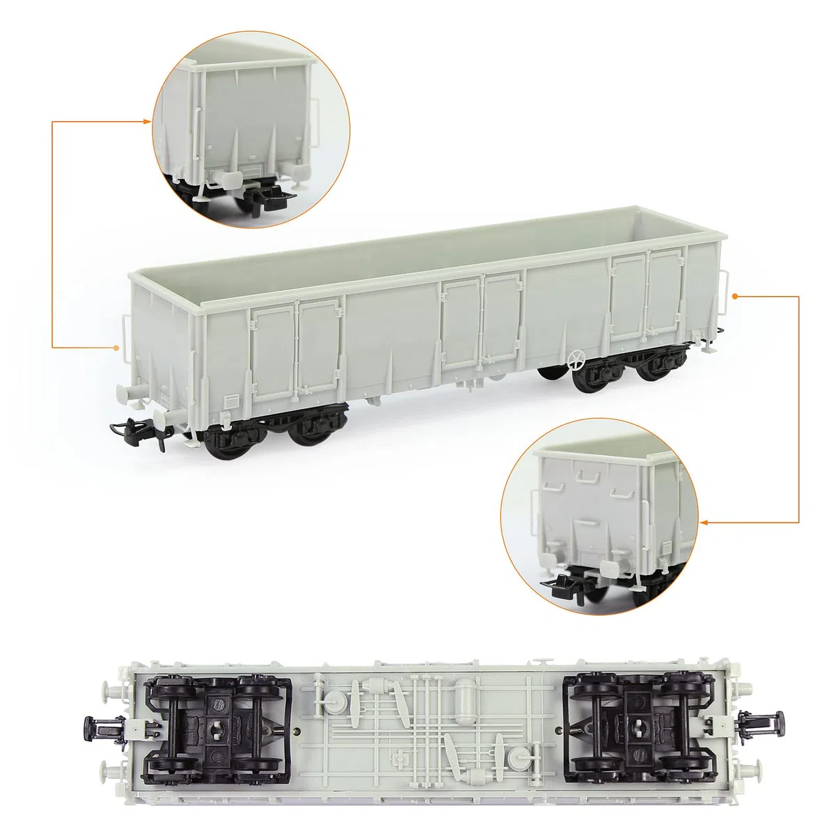 Evemodel 2 pz Ho Scala 1:87 Vuoto Smontato Gondola Modello di Auto Ferrovia Fai da Te Wagon C8742JJ