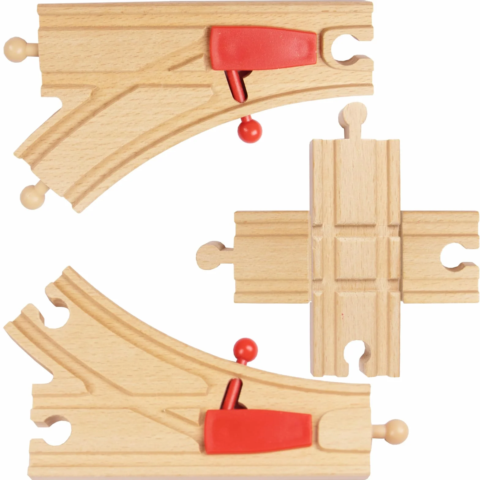 Treno in legno Set di Binari, Compatibile con Tutti i Sistemi Ferroviari in Legno, Pacchetto di Espansione con 2 Scambi e 1 Incrocio, Accessori per Binari, Per bambini dai 3 anni in su
