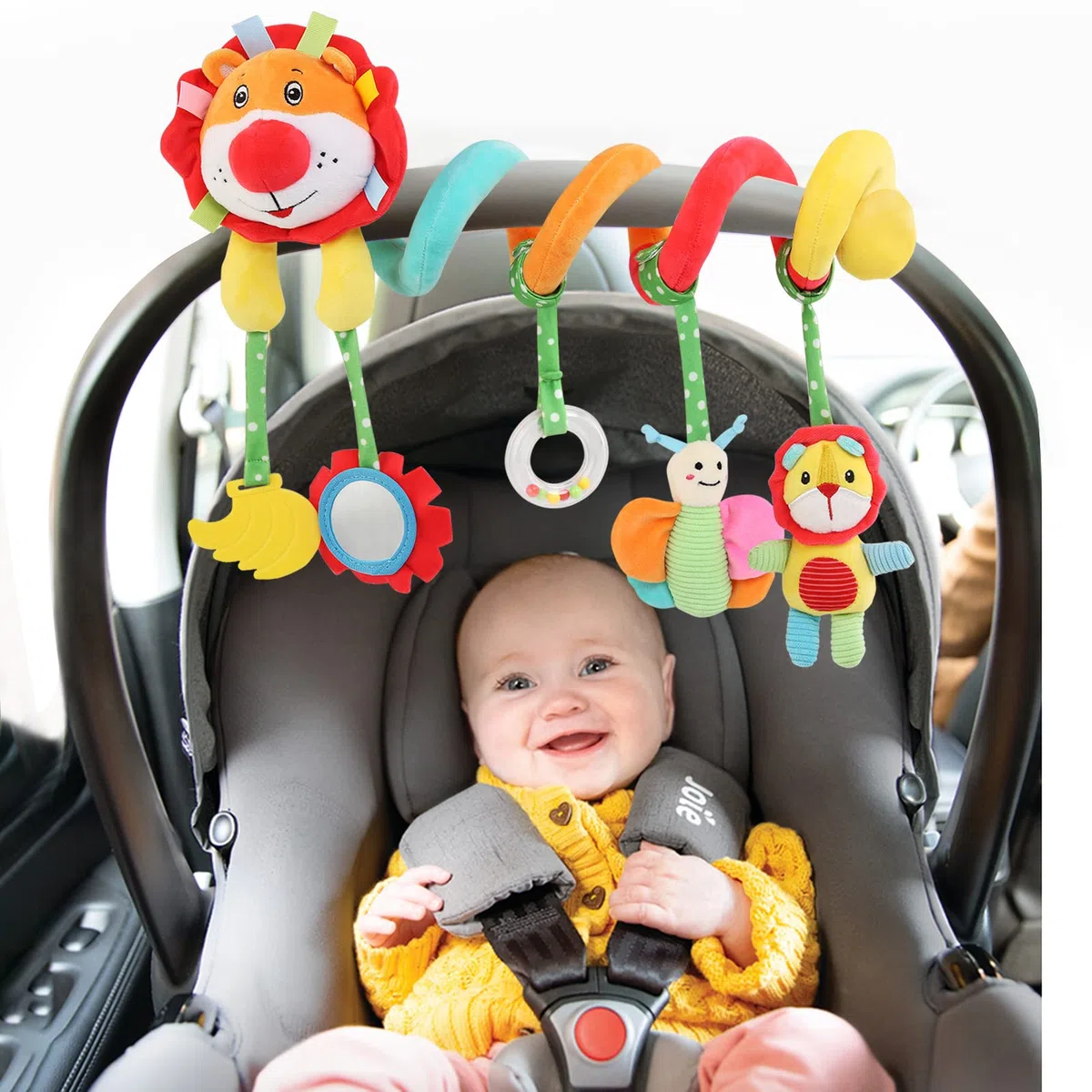 Giochi Neonato 0-3-6-12 Mesi, Gioco Passeggino Neonato, Spirale Passeggino, attività Giocattolo a Sonaglio Appeso, Carrozzina Peluche Giocattoli Regalo per Neonato Bambini - Leone