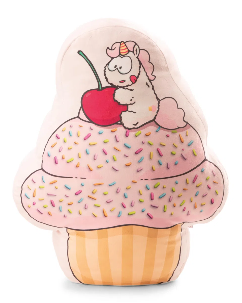 NICI 61919 Peluche a Forma di Cupcake con Motivo Unicorno, Morbido e Simpatico Pupazzo per Coccole e Giochi, per Grande e piccini,46 x 60 x 20 cm (XL), Bianco, Colore