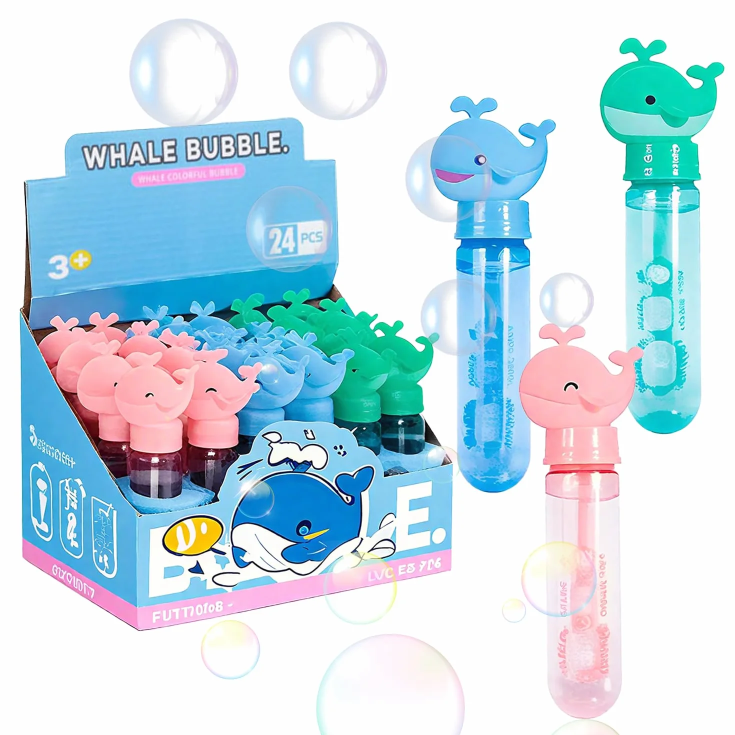 24 pezzi Bolla Giocattolo per Bambini,Set di Bolle di balene,Bolle di Sapone per Bambini,Bolle di Sapone Giocattolo,Bacchetta Bolle di Sapone per Matrimonio, Compleanno, Feste in Giardino
