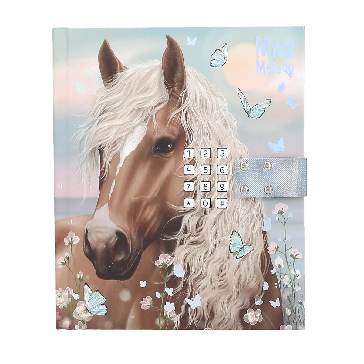 Depesche 13999 Miss Melody - Agenda con codice numerico e Suono, in tenui tonalità Blu, con Motivo di Cavalli e Fiori, Incluse 80 Pagine Finemente Foderate e illustrate a Colori