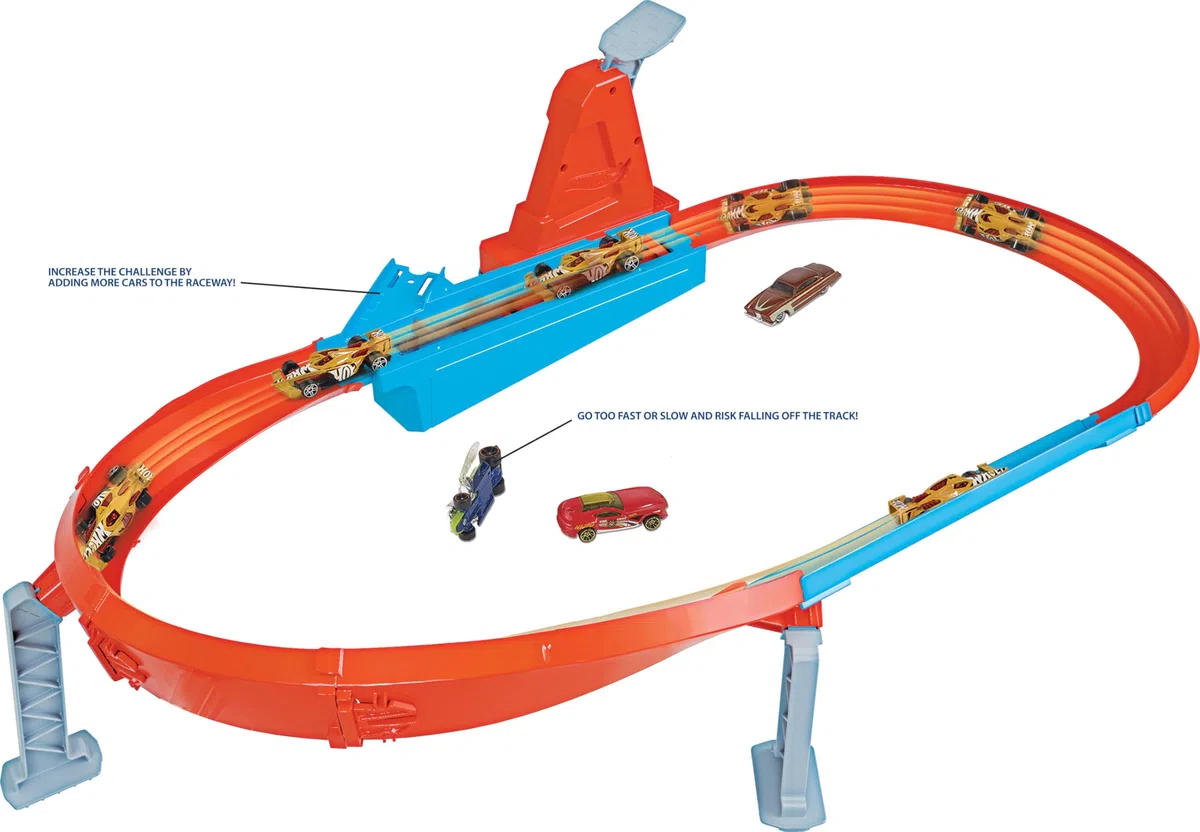 Hot Wheels, Playset Pista Sfida di velocità e Curva Estrema con Macchinina, Giocattolo per Bambini 4+ Anni, GJM75