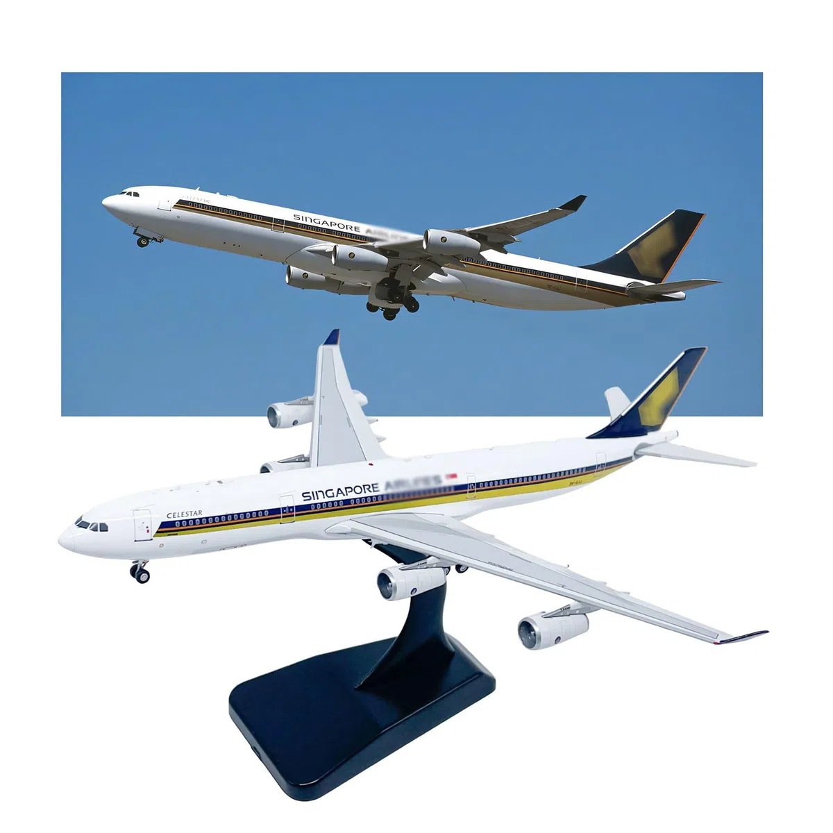 Modello pressofuso Singapore A340-300 in scala 1:400 9V-SJJ Aereo Display lega metallica premium for vetrina scrivania Regalo perfetto for gli appassionati aviazione Collezionisti Piloti
