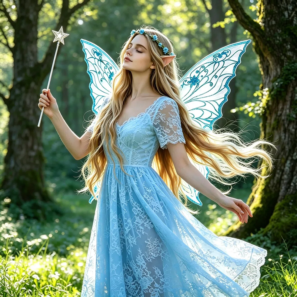 Ali da Fata a Forma di Farfalla,Ali Fata per Adulti e Bambini,Ali di Farfalla,Fairy Wings,con Orecchie da Elfo,Cerchietto da Fata e Bacchette di Fata a Stella,per Feste a Tema Carnevale Halloween