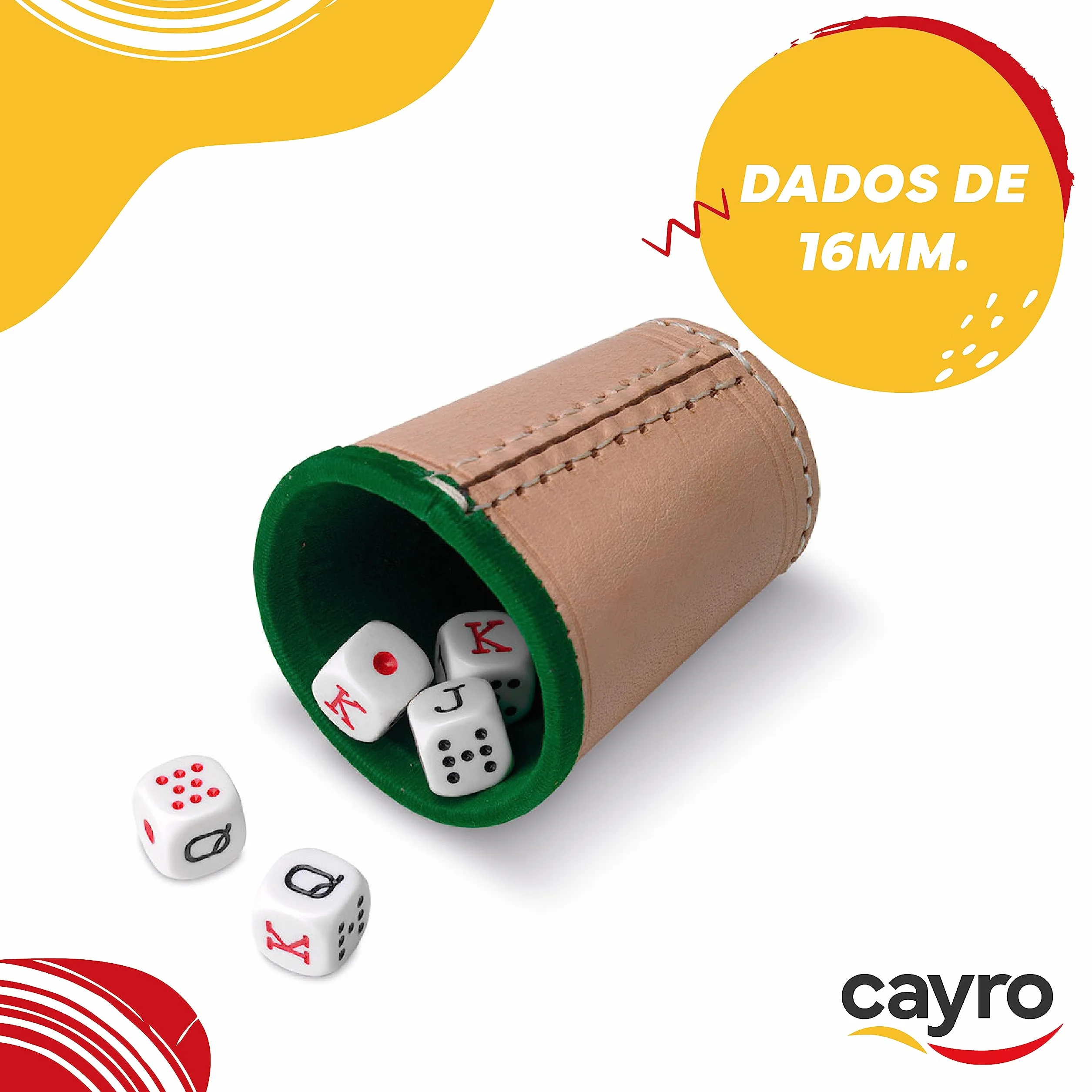 Cayro - Gioco Di Dadi Da Poker - Coppa + 5 Dadi Da Poker - Coppa In Pelle Foderata All'Interno - Gioco Da Tavolo Per Adulti - Ideale Come Regalo - Gioco In Famiglia