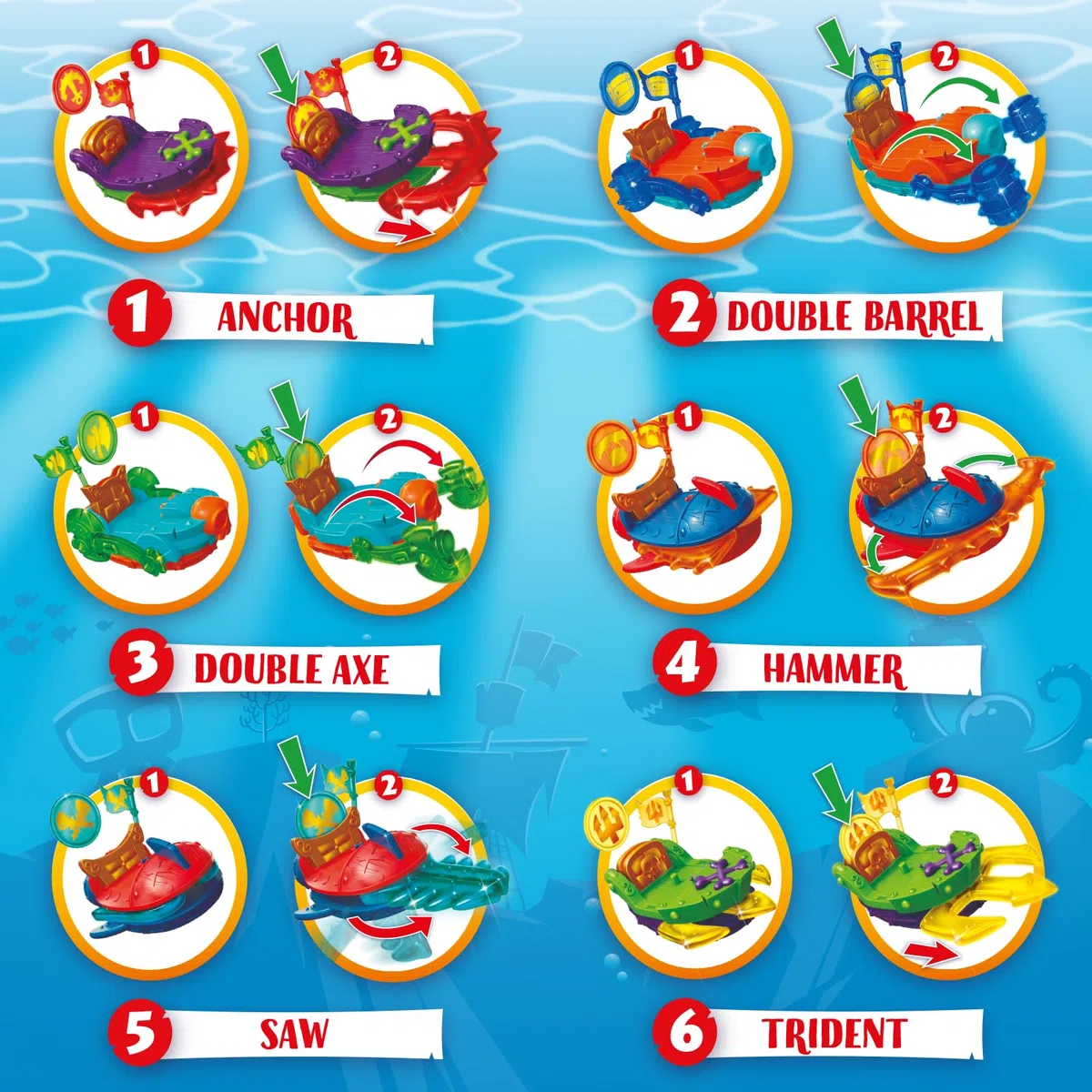 PIRATIX ADVENTURE WORLD - Serie Shark Treasure, display con 12 Sea Speeder, barca monoposto Piratix, Piratix sorpresa, accessorio cristallo, tesoro effetto cristallo