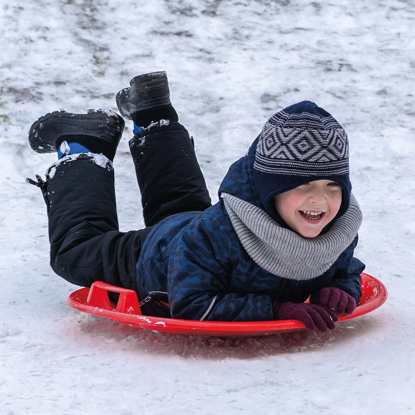 JAMARA - Piatto antiscivolo "Snow Play", 60 cm, manici su entrambi i lati, corpo in plastica resistente, peso leggero solo 555 g