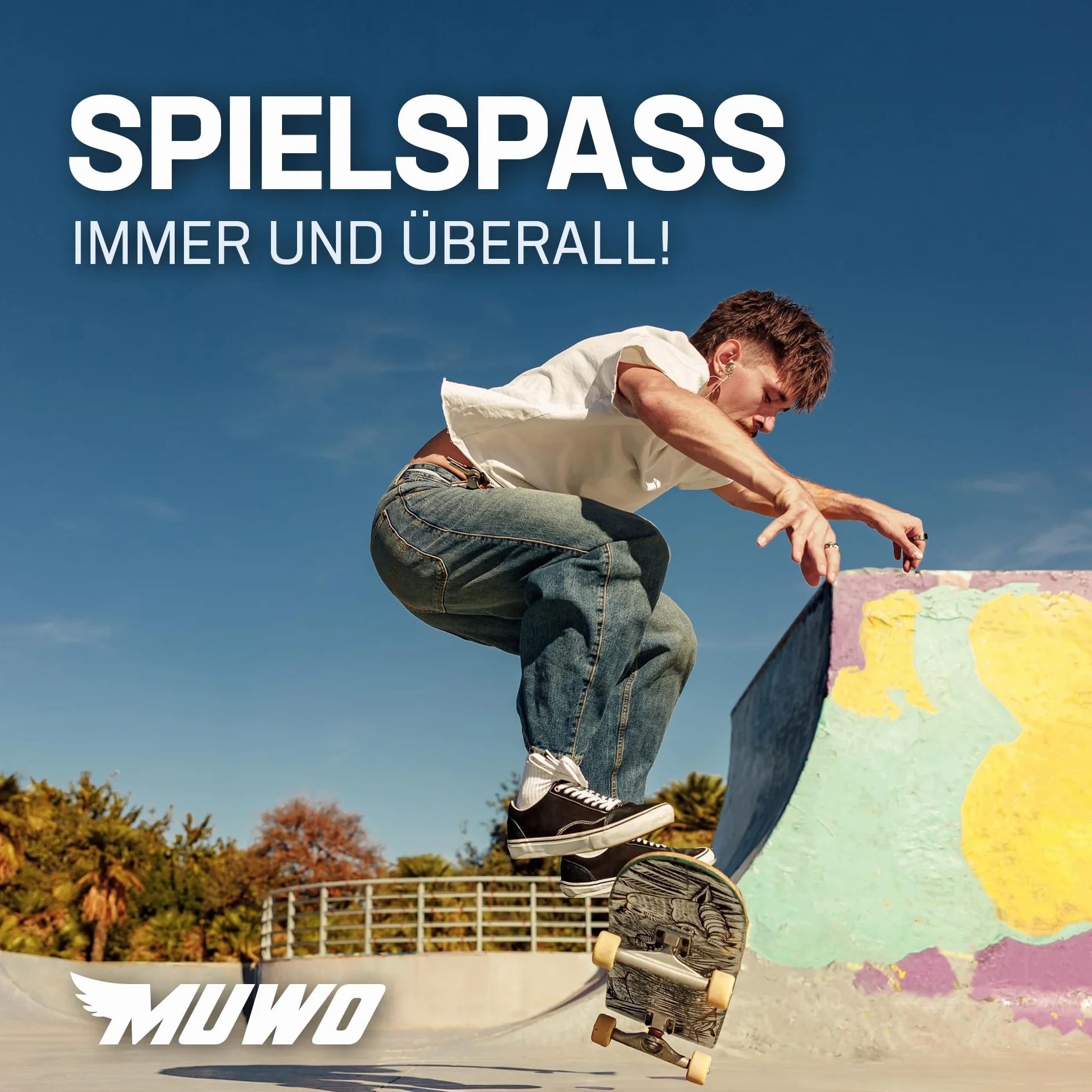MUWO Street Skateboard 31 x 8 pollici – Tavola completa per principianti in robusto legno e alluminio, adatta per bambini, adolescenti e adulti con diversi motivi (Boundless Borders)