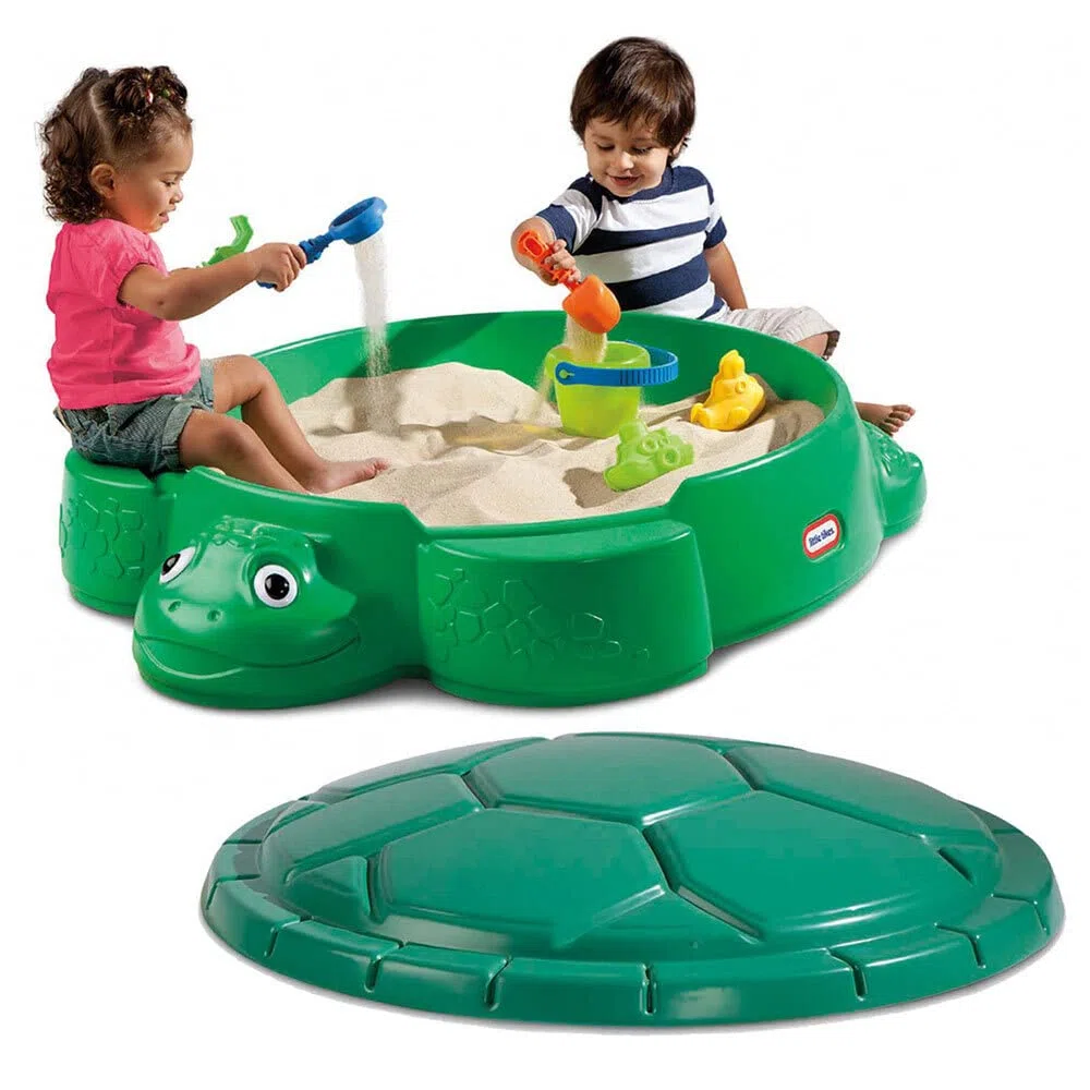 Little Tikes Tartaruga - Sabbiera per giardino sicura e portatile, funge anche da scatola per stocccaggio per esterni. Stimola la creatività. Giocattolo da giardino perfetto dai 12 mesi in su.