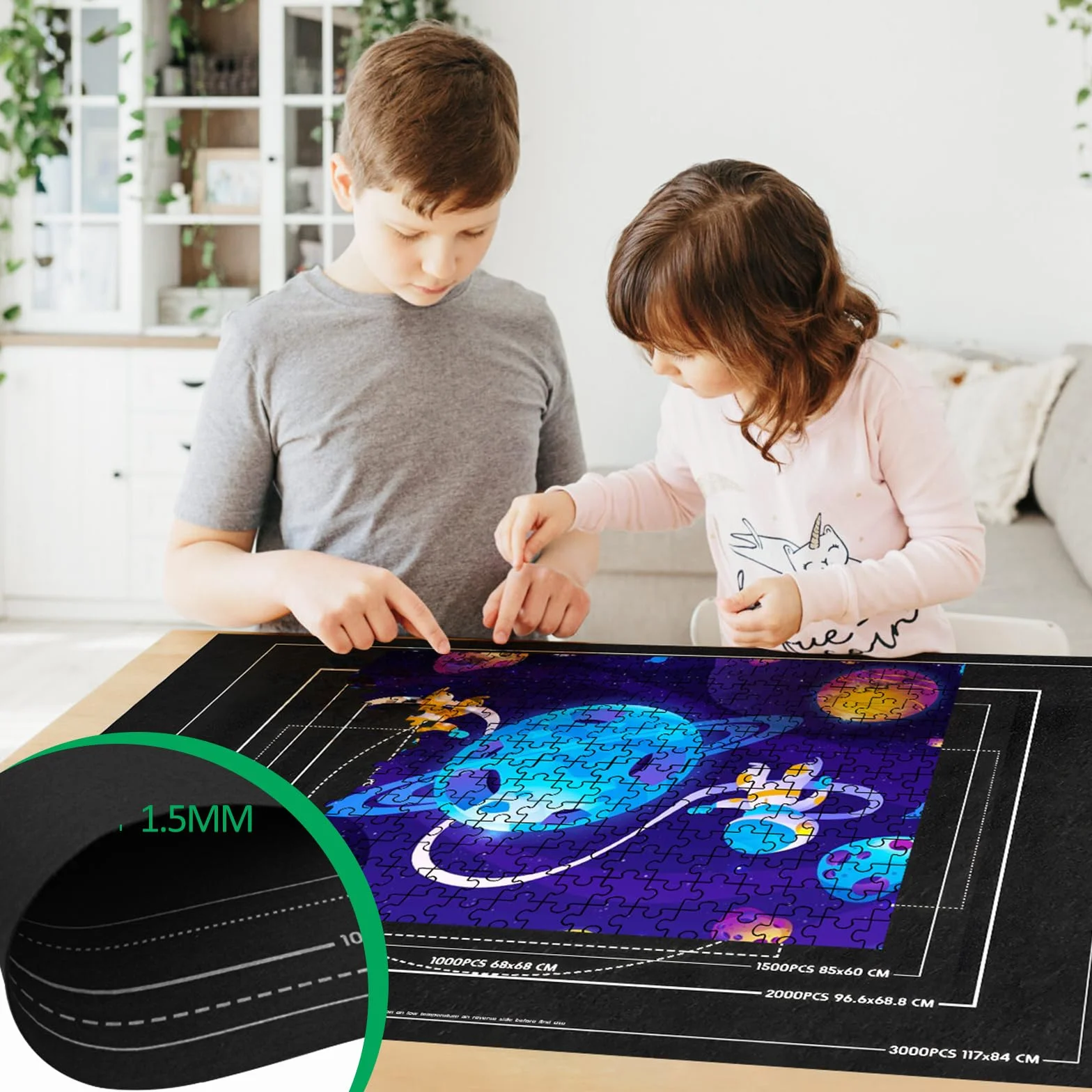 VFANDV Puzzle Matte – Tappetino puzzle portatile da 1000 a 3000 pezzi, 100 x 140 cm (nero)