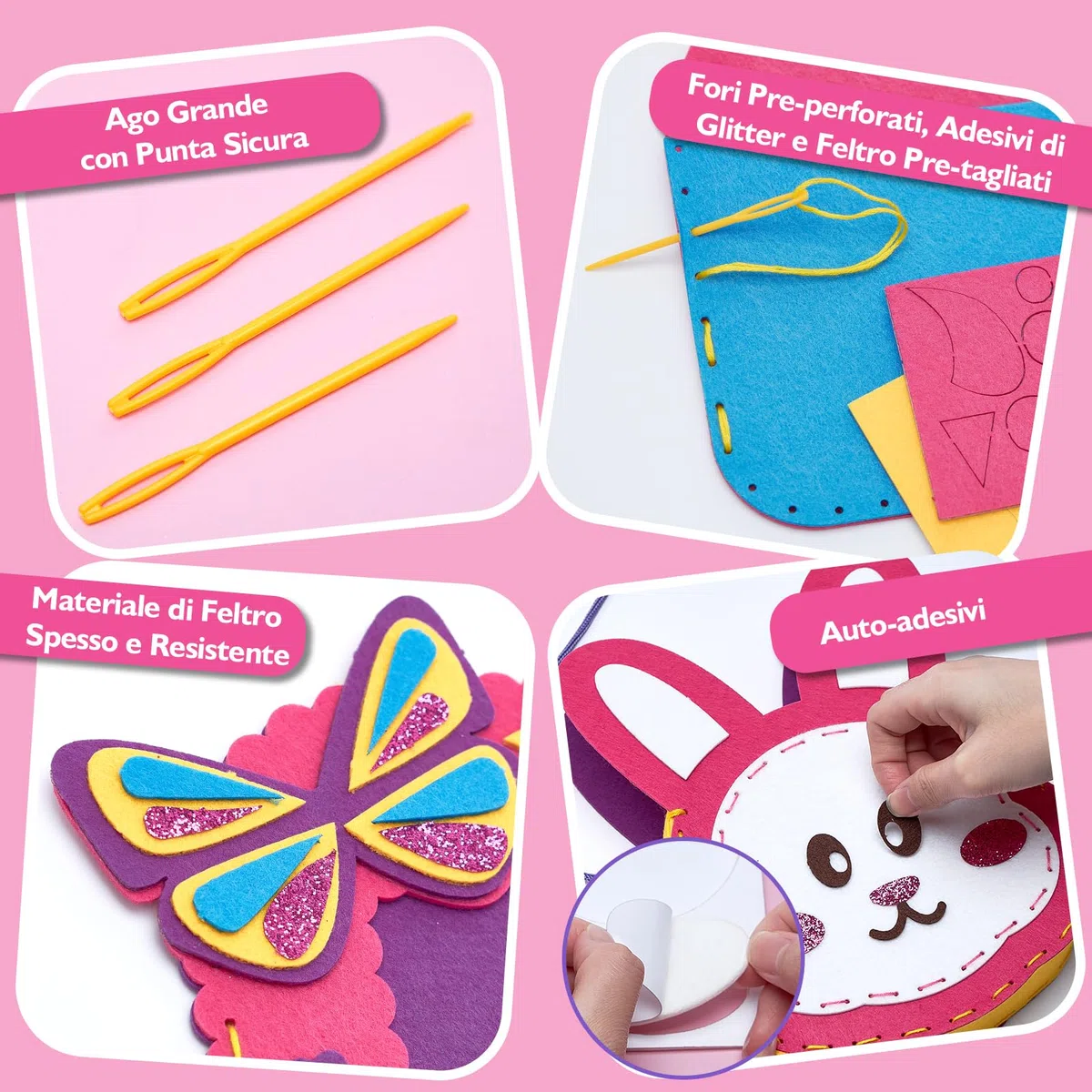 hahaland Kit Cucito Bambina 6-8 Anni, Feltro Fai da Te per Uncinetto Principianti, 8 Semplici Progetti Set Lavoretti Cucitura, Regalo Bambino 6 7 8 9 10 Anno