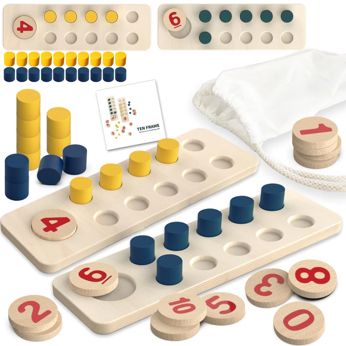 TEUVO Gioco Legno Montessori Pallottoliere per Bambini Abaco Scuola Primaria Matematici Giocattolo per Bambini 2 3 4 5 6 Anni Regoli Scuola Primaria Elementare Giochi Educativi Matematica Giochi Home