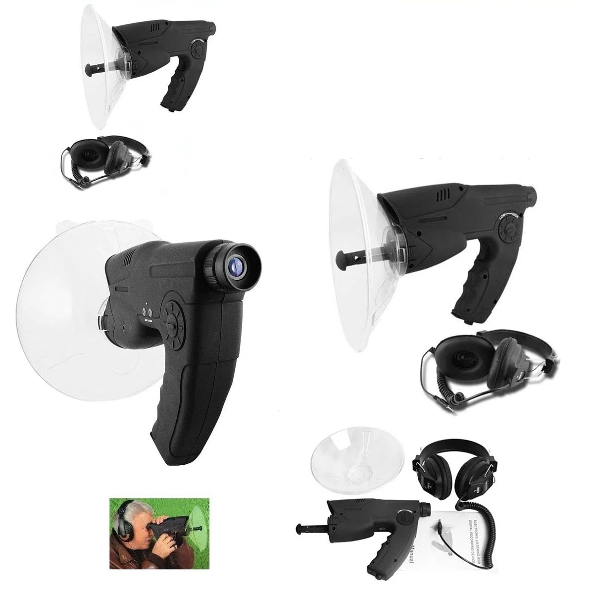 Topolenashop Microfono Spy Direzionale Monocolo Registratore Cuffia Ascolto Ambiente