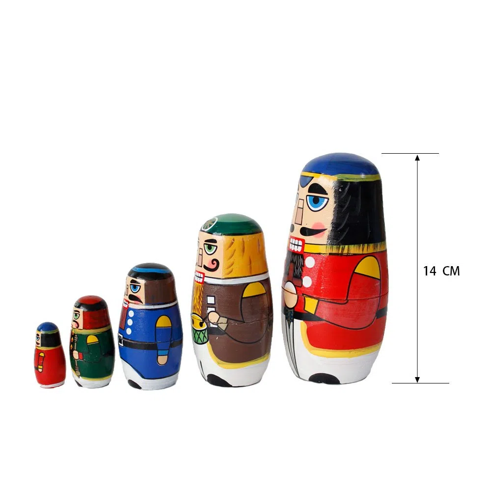 FunnyGoo Bambola per nidificazione di legno fatta a mano colorata Kit di bambole russe di Natale Decorazione di regalo di Natale (soldato Schiaccianoci)