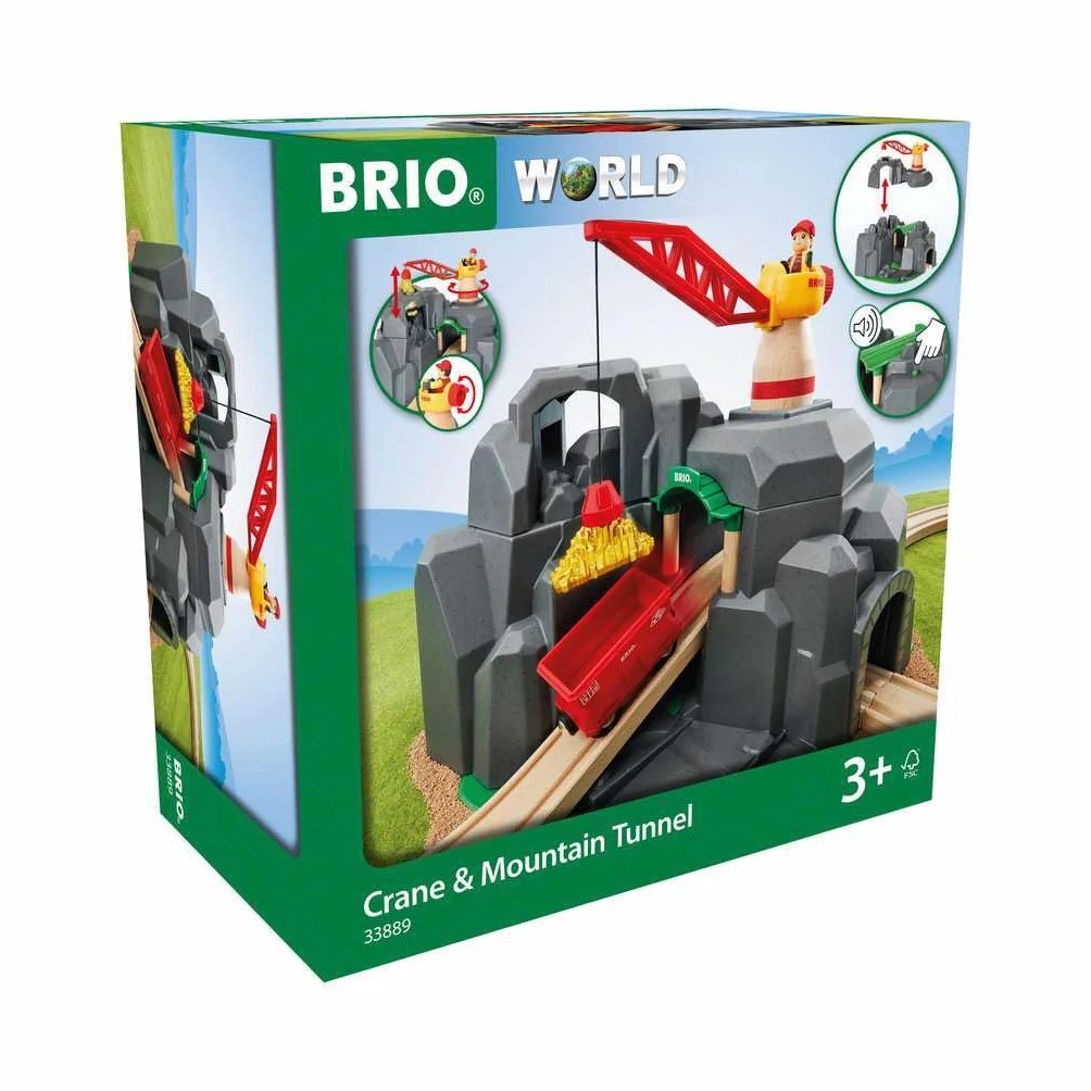 BRIO 33889 Gru e Tunnel di Montagna, BRIO Accessori, Età Raccomandata 3+