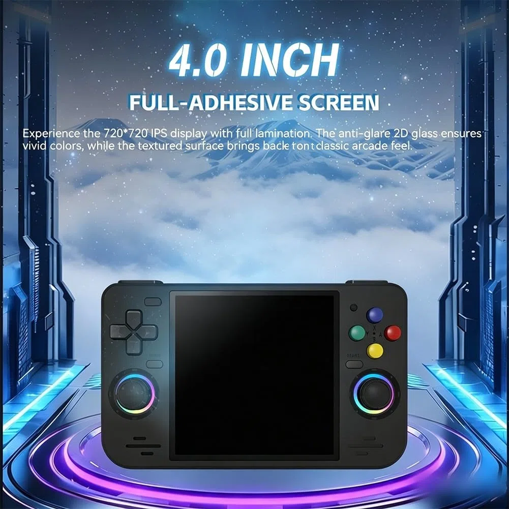 Retro H&held Console di gioco RF40H, schermo IPS da 4 pollici 720P, oltre 18000 giochi integrati, batteria da 4000 mAh, sistema open source portatile, con WiFi (blu)