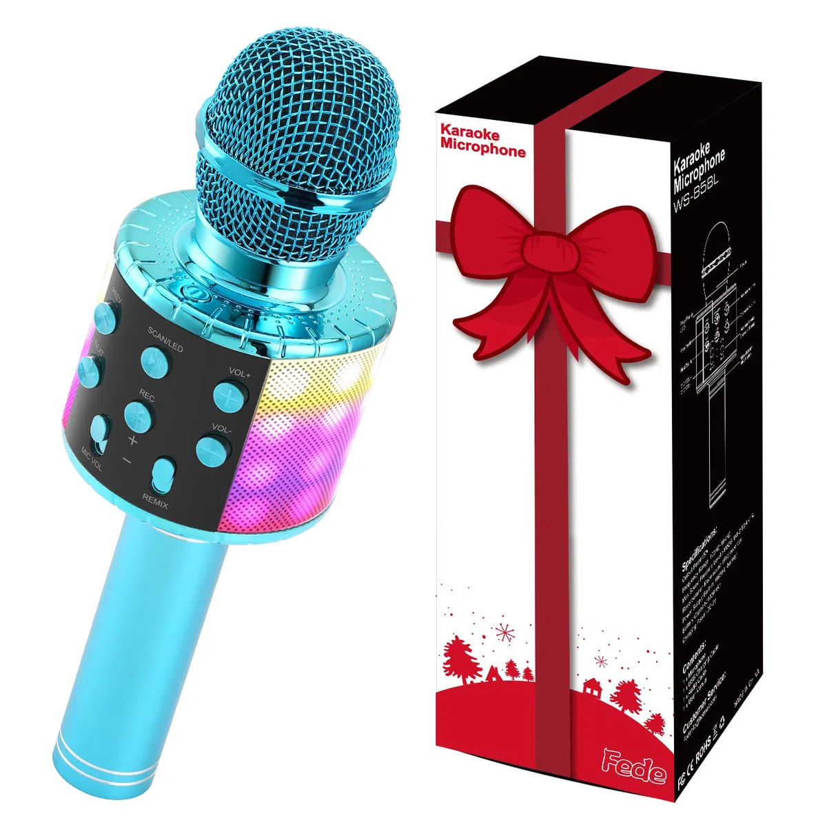 Fede Microfono Bluetooth per Bambini - Karaoke Giocattoli Regalo per 4-14 Anni