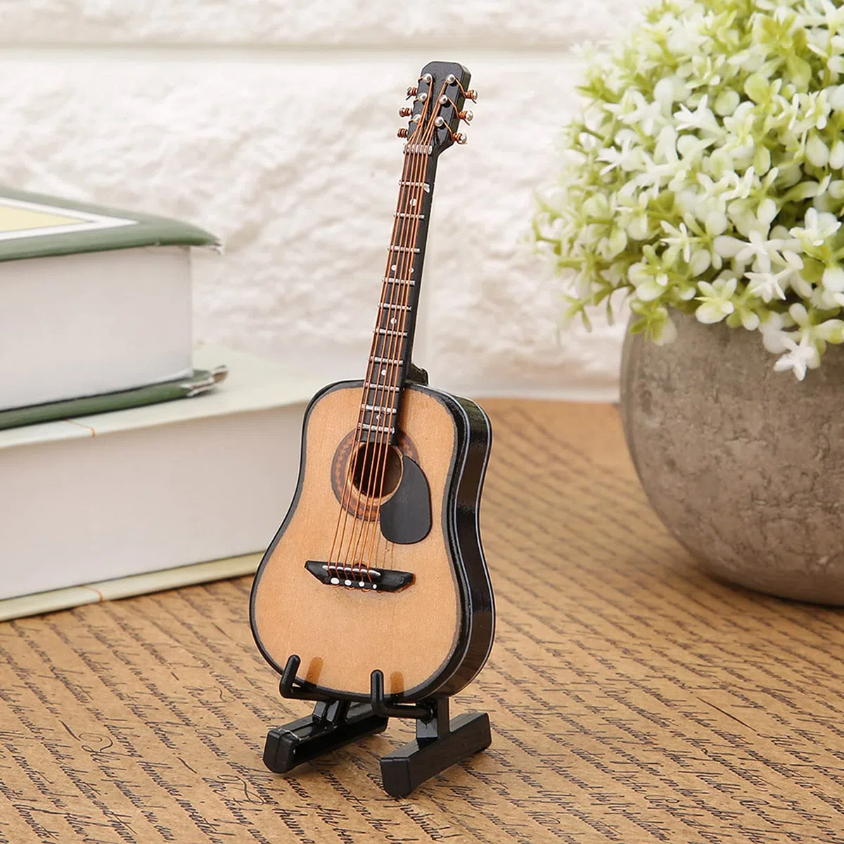 Axman Chitarre in Miniatura, Display Mini Ornamenti Craft Home Chitarra Decorazioni per Torte Decor (10 cm) Modello di Chitarra in Miniatura in Legno (10 CENTIMETRI)