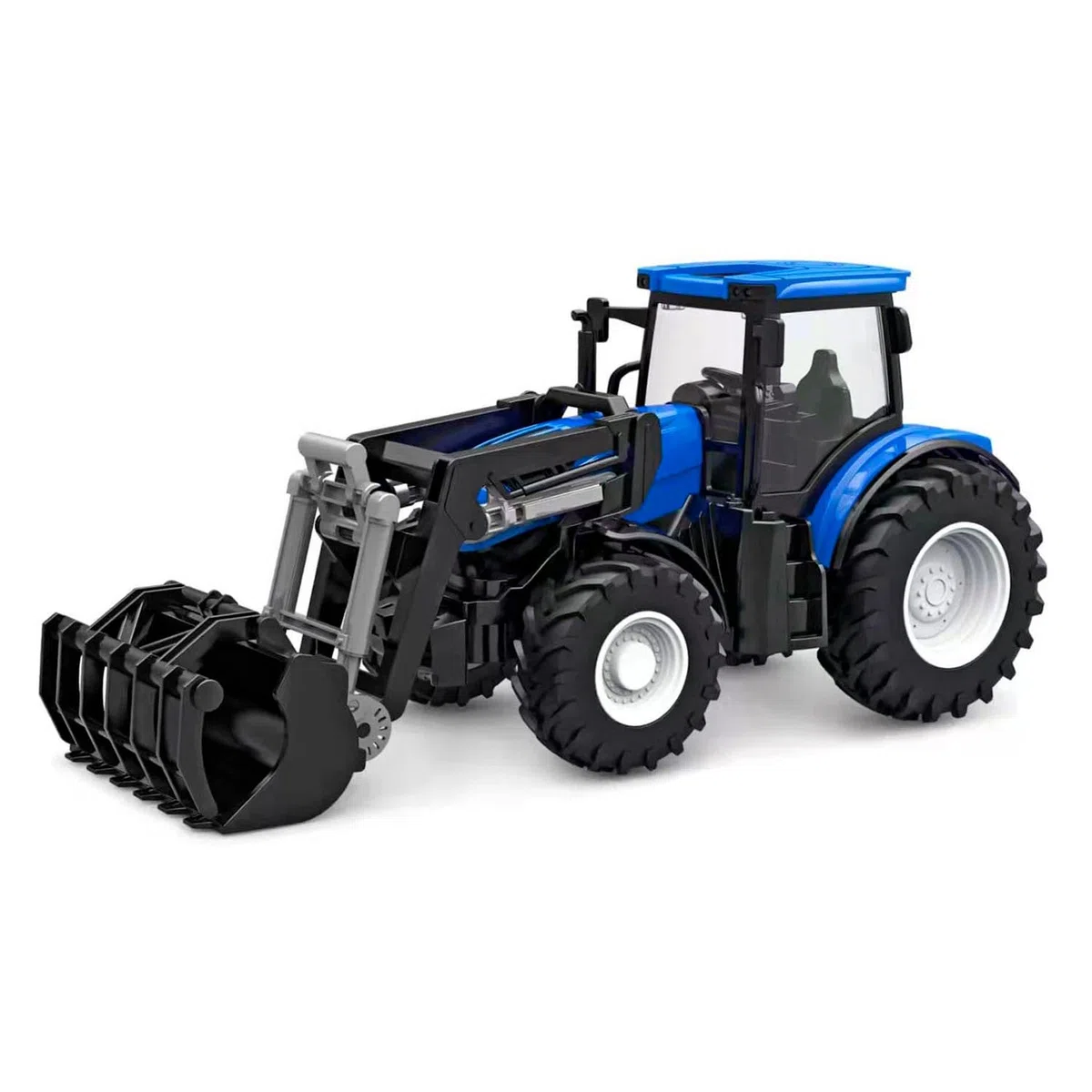 Kids Globe RC trattore 2.4GHz (bulldog con luce e caricamento frontale, lunghezza: 27 cm, blu, con telecomando, dai 6 anni in su) 510315