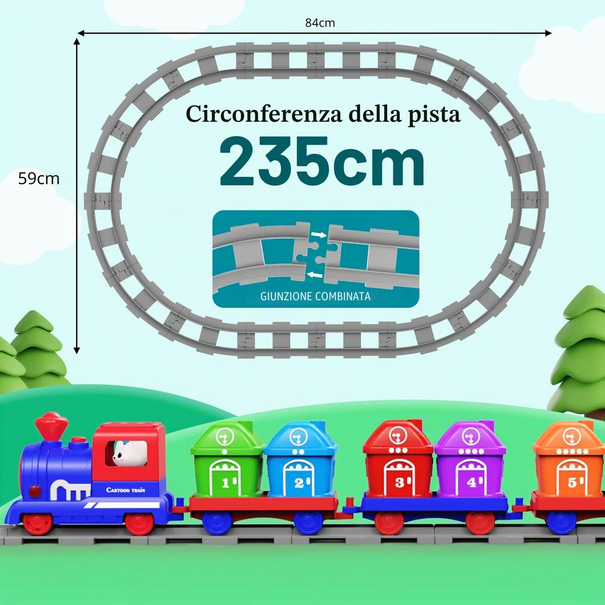 Meytccve Giocattolo Educativo per Bambini di 1-3 Anni, Set Montessori per Abbinamento e Classificazione, Treno Elettrico Moderno per Bambini Regalo di Natale o Compleanno per Maschi e Femmine (Blu)