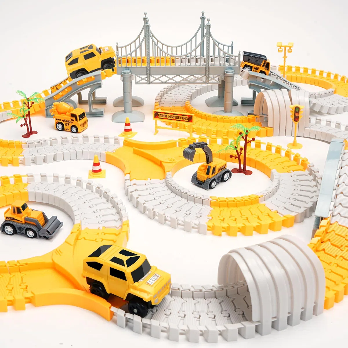329 pezzi Set di piste da corsa per bambini, giocattoli per auto da costruzione, piste per flessibili con 6 auto, regali per bambini di 3 4 5 6 anni, ragazze