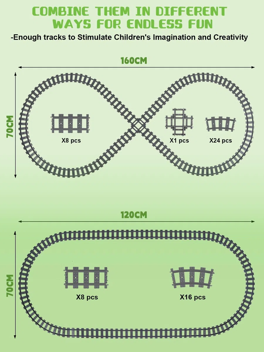 Set di binari per treno City – 33binari per treno City per Train, set di espansione per binari compatibili con il leader di mercato, giocattoli per raailway Rails per ragazze e ragazzi