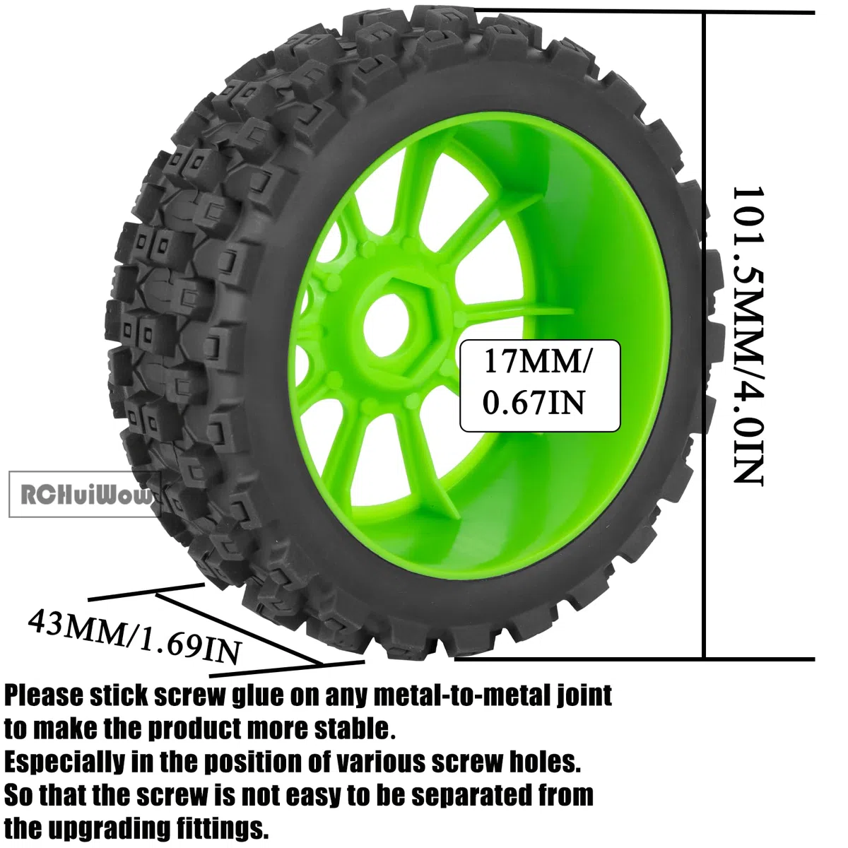 RC Buggy Pneumatici 17mm Hex Ruote e Pneumatici per 1/8 Scala Auto Arrm a Typhon 3S 6S, HSP Off-Road, Kyosho MP10, Scala 1/8 RC Buggy Ruote e pneumatici in gomma, Verde