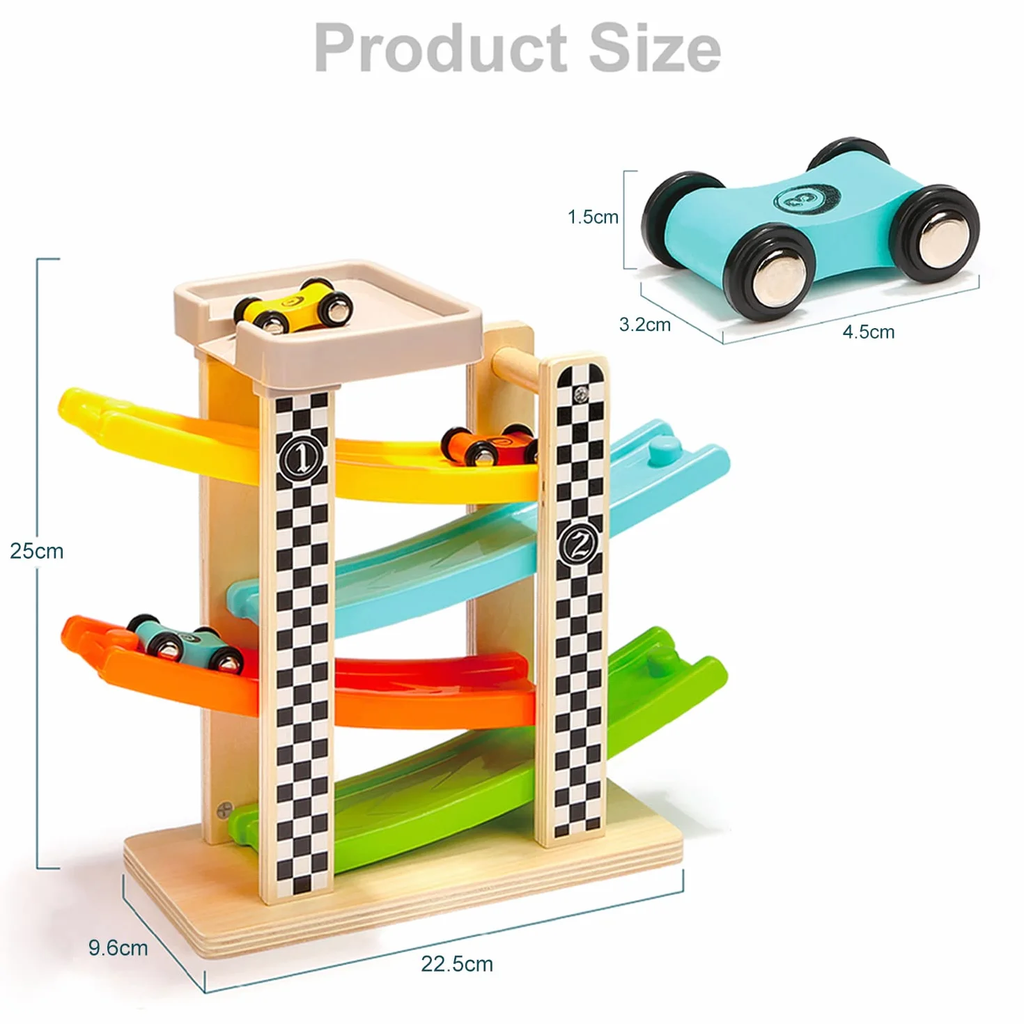 TOP BRIGHT 2 anni di legno ragazzo rampa giocattolo, gioco di auto per 12 18 mesi, regalo auto rampa giocattolo per 1 anno di età