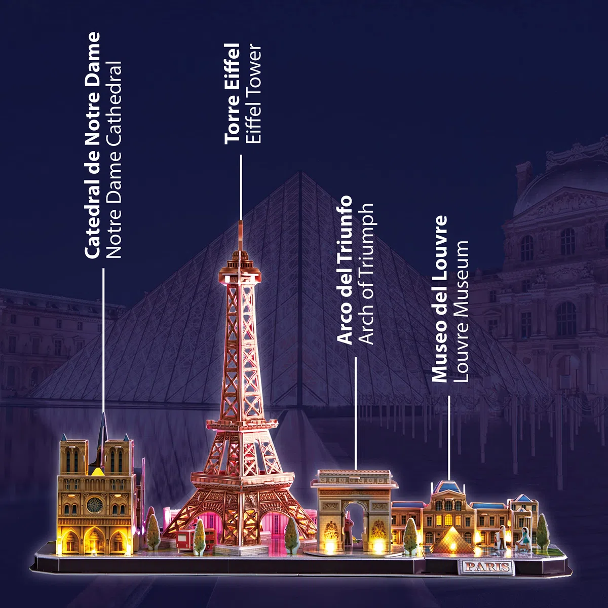 Puzzle 3d - Paris Led Cityline | Puzzle 3d Bambini E Adulti | Modellini Da Costruire | Modellismo Da Costruire Adulti | Regalo Bambino 8 Anni | 115 Pezzi