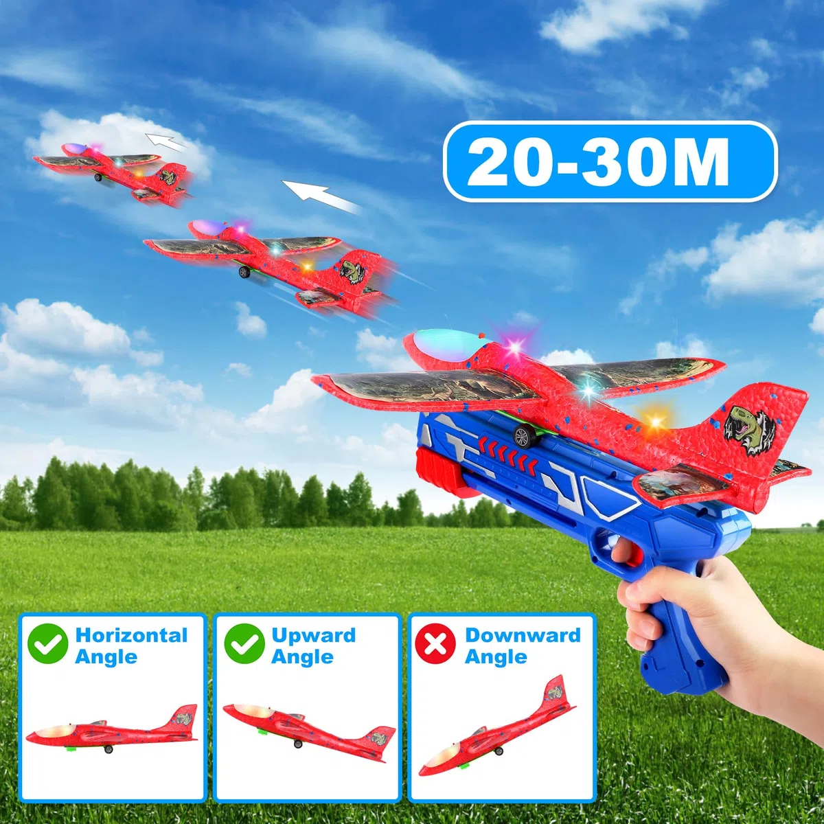 Aereo Polistirolo per Bambini 3 4 5 6 7 8 9 10 Anni, Aereo Giocattolo con Pistola Catapulta Aliante Aeroplano Schiuma Aerei Modellini, Gioco Esterno All'aperto Interattivi Regalo Compleanno Bimbo
