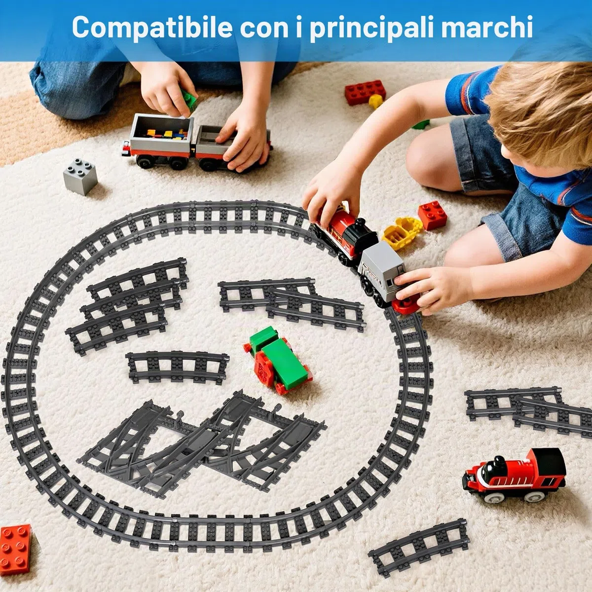 City Set di Binari, 54 pezzi City Binari, Inclusi Binari Trasversali, Binari Dritti, Binari Curvi, Accessori per Treno da Città, Idee Regalo per Ragazzi, Ragazze e Bambini