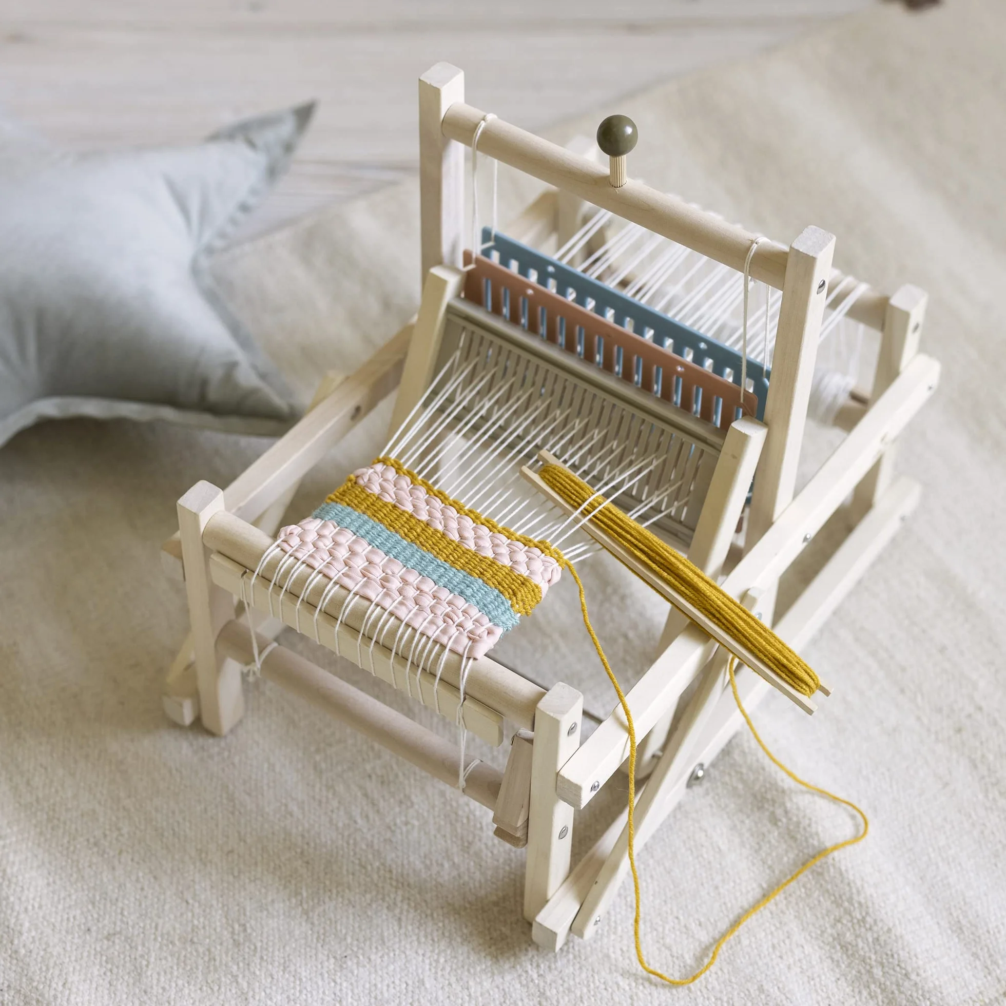 Micki Kit telaio in legno per tessitura + filato per tessitura, arti e mestieri per bambini, regali per ragazze e ragazzi, età 3+