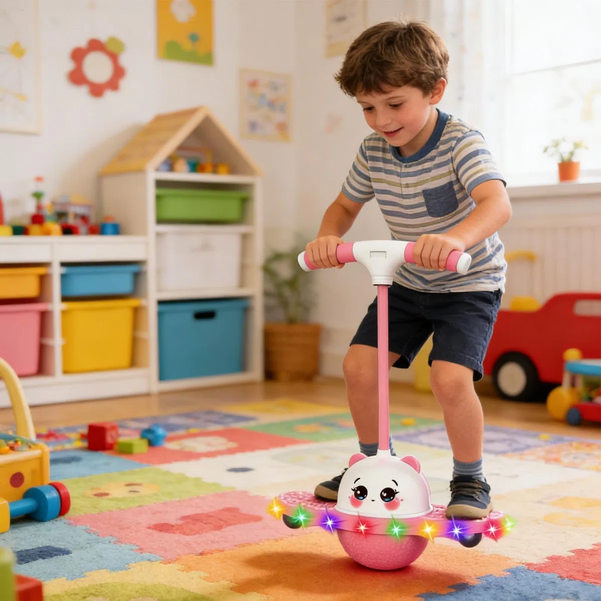 Palla da salto per equilibrio luminoso per bambini, giocattolo per esercizi rimbalzanti antiscivolo, capacità di equilibrio per l'allenamento per bambini, ragazzi e ragazze