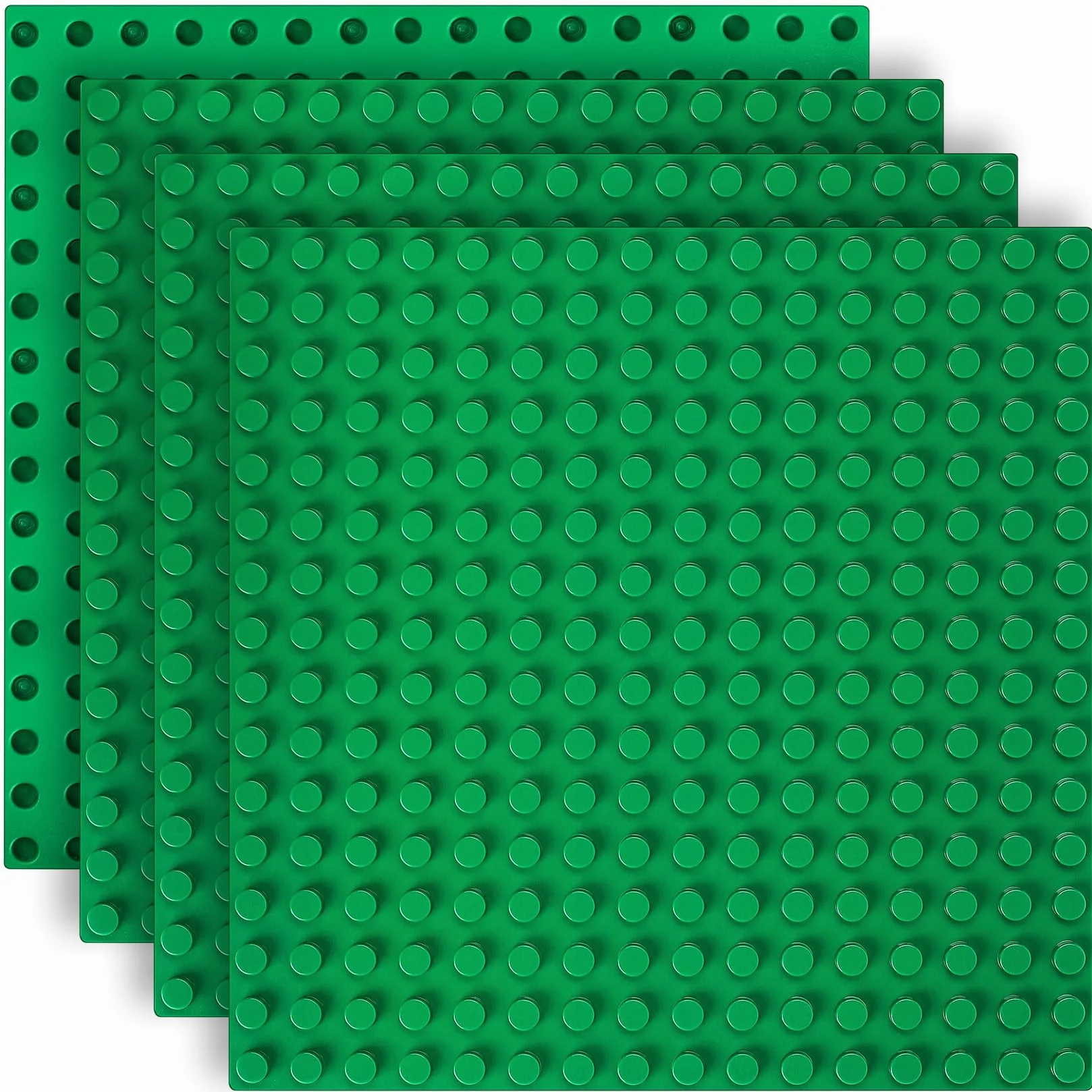 4 Pezzi Piastra Base Compatibile con Lego Duplo, 25x25cm Base per Mattoncini Compatibile con Lego Duplo, Set di Piastre da Gioco Creativo, Verde