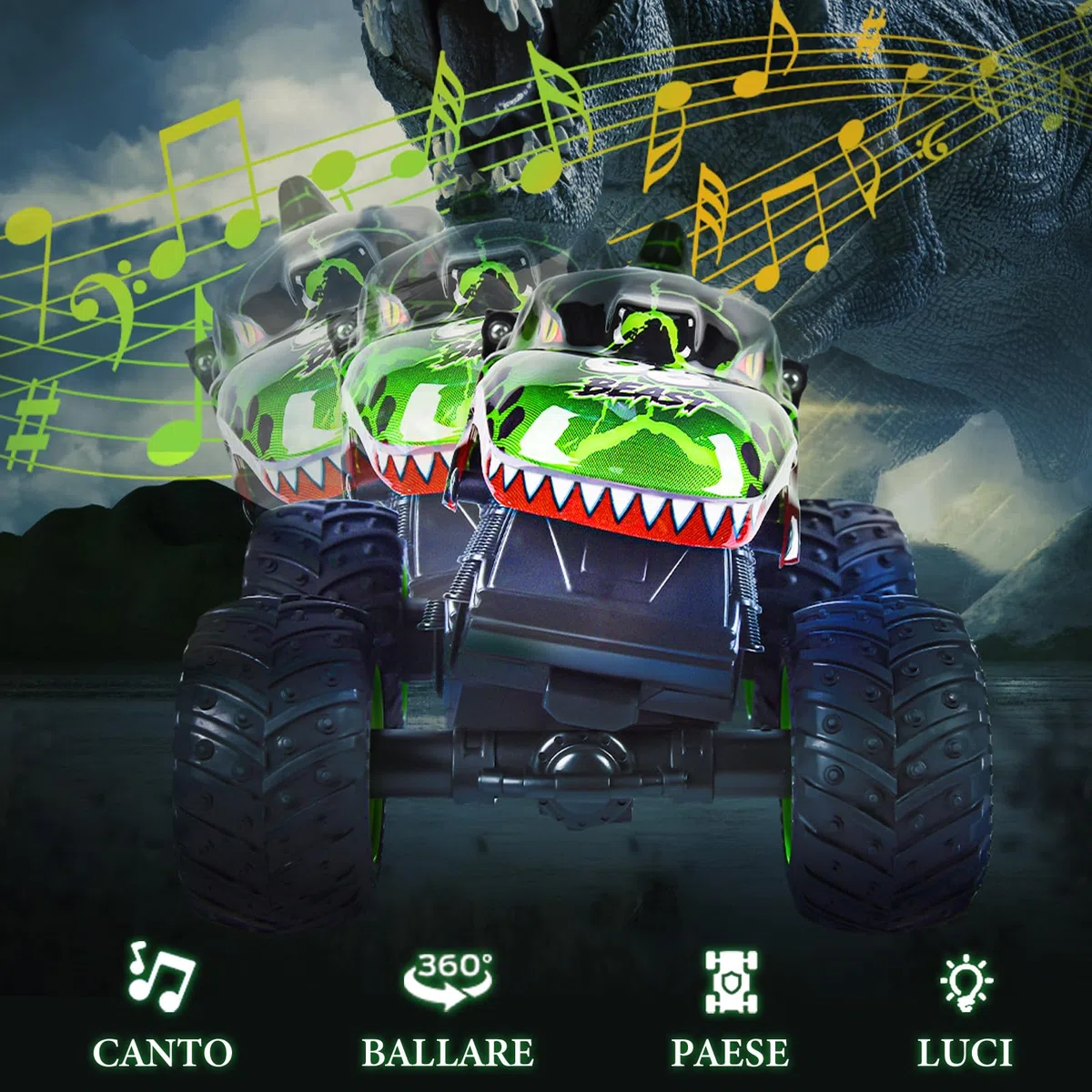 IEEILULU Macchina Telecomandata, Monster Truck con Luce LED, Camion RC All Terrain, Auto Radiocomandata RC, Telecomandato Macchinine Regalo Bambina Bambino 4 5 6 7 8 9 anni