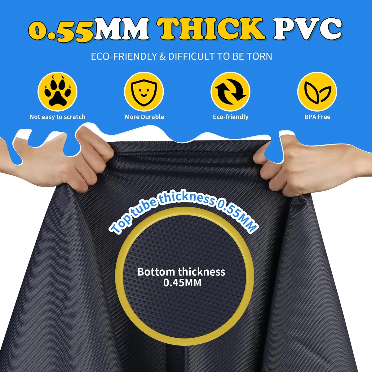 CACSPS Tappetino antiscivolo da 150 cm, per bambini e cani, addensante piscina con irrigatore, giocattoli estivi all'aperto, piscina per bambini e ragazze o cani da compagnia (blu)