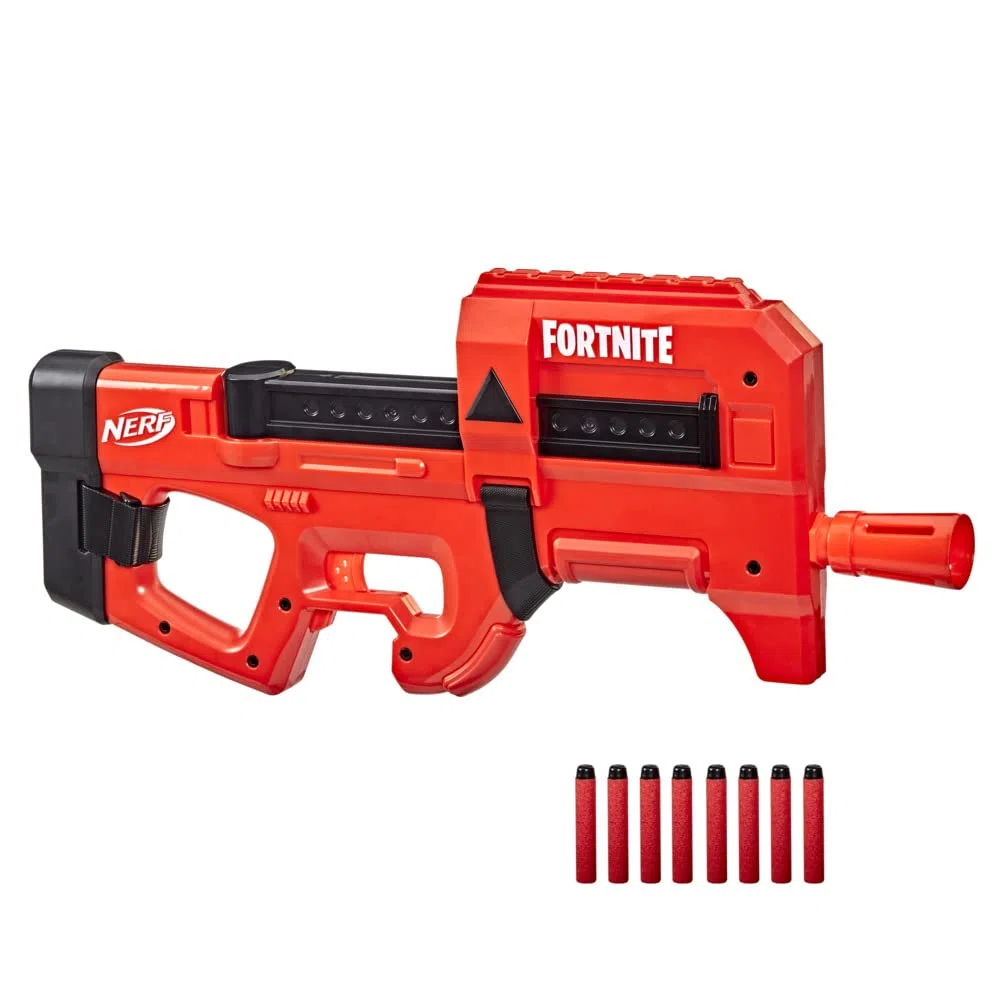 Nerf Fortnite, Compact SMG, blaster lancia dardi motorizzato, Ultra Red Wrap, caricatore interno con 8 dardi, contiene 8 dardi Nerf Elite in gommapiuma