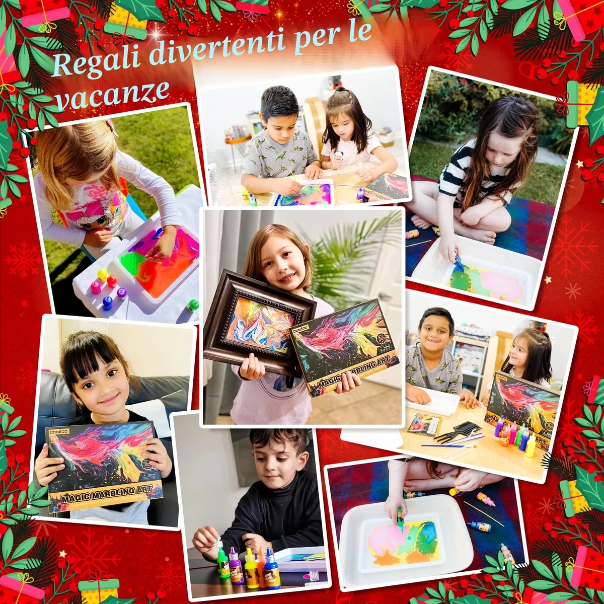Coodoo Vernice Marmorizzante ad Acqua per Bambini, Kit di Artigianato per Ragazze e Ragazzi, per Bambini dai 6 agli 8-12 Anni Idee Regalo Pasqua