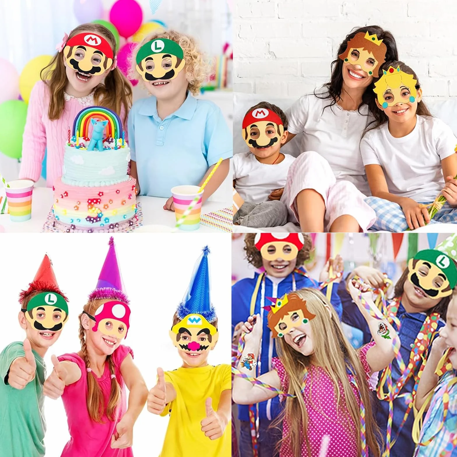 12 Pezzi Mario Maschere Animali, Maschere da Festa Cosplay, Maschere per Feste in Feltro, Festa in Maschera per Bambini e Adulti (Mehrere Stile)